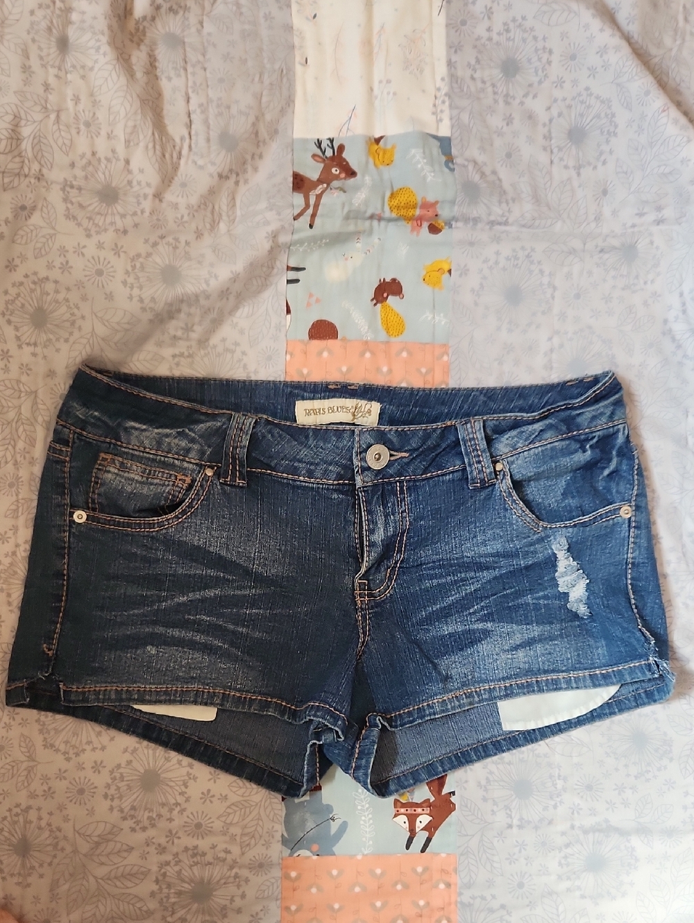 Paris Blues Dark Blue Distressed Denim Jean Shorts